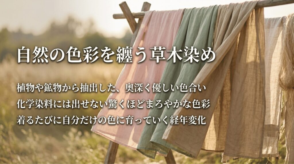 草木染めオーガニックコットンの自然な色彩