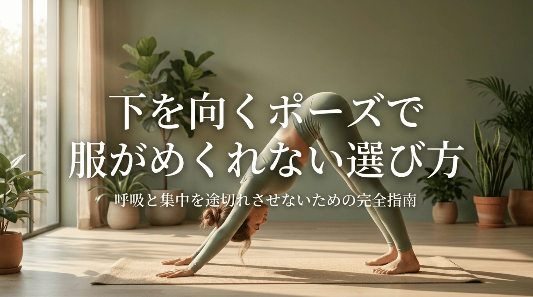 ダウンドッグ中でも服がめくれにくいヨガウェア選びを紹介する記事のメインビジュアル