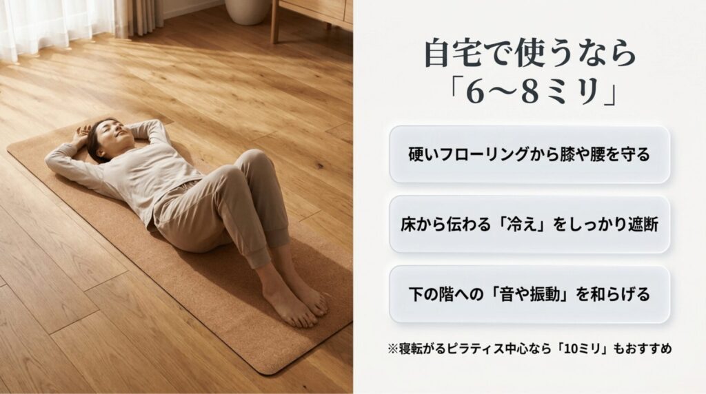 自宅用ヨガマットは6〜8ミリがおすすめ